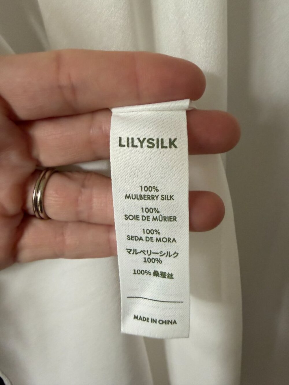 Lilysilk Ethereal Silk Shirt Natural White Satin Sheer Sleeve NWT M - Picture 8 of 8